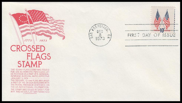 1509 / 10c 50-Star & 13-Star American Flags 1973 Anderson First Day Cover