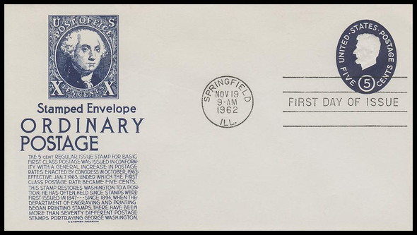 U544 / 5c Abraham Lincoln Stamped Envelope 1973 Anderson First Day Cover
