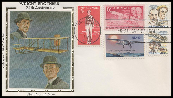 C92b / 31c Wright Brothers Se-Tenant Combo : Airmail 1978 Colorano Silk First Day Cover