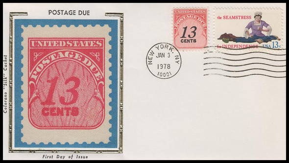 J103 / 13c Postage Due Combo 1978 Colorano Silk First Day Cover