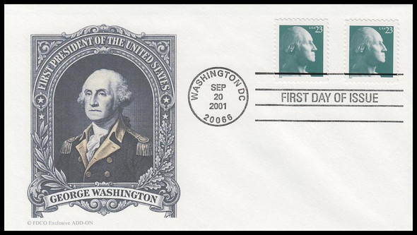 3468a / 23c George Washington 2001 FDCO Exclusive Add-On First Day Cover