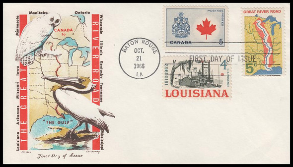 1319 / 5c Great River Road Combo 1966 Chickering / Jackson First Day Cover