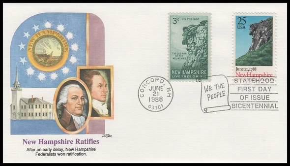 2344 / 25c New Hampshire Statehood Combo 1988 Fleetwood First Day Cover