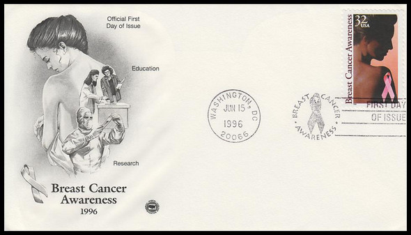 3081 / 32c Breast Cancer Awareness  1996 PCS First Day Cover