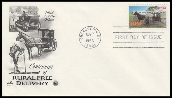 3090 / 32c Rural Free Mail Delivery Centennial 1996 Artcraft / PCS First Day Cover