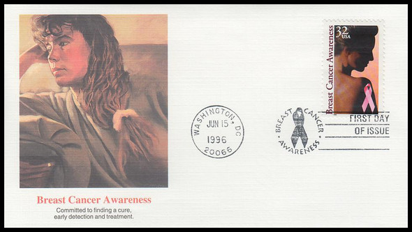 3081 / 32c Breast Cancer Awareness 1996 Fleetwood First Day Cover