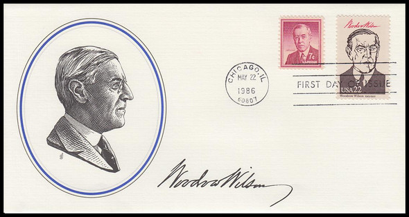 2218i / 22c Woodrow Wilson : Ameripex '86 Fleetwood 4" by 7½" First Day Cover