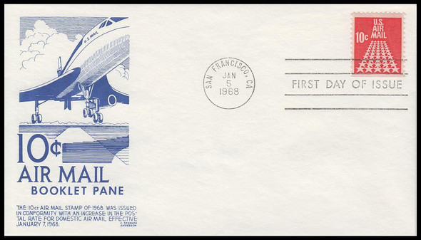 C72b / 10c 50 - Star Runway Airmail 1968 Anderson First Day Cover