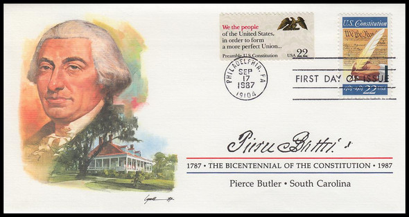 2360 / 22c Pierce Butler : Signer of the Constitution Fleetwood 4" by 7½" First Day Cover