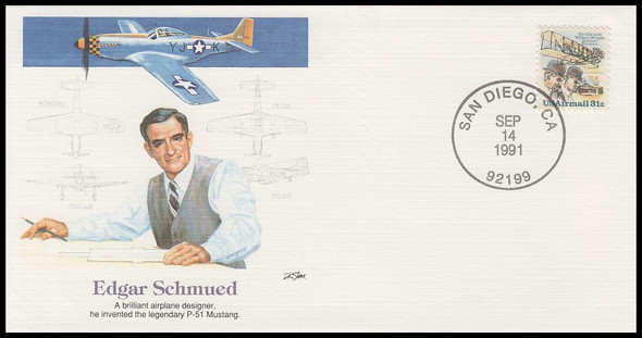 Edgar Schmued : Pioneers of Flight Fleetwood 4" by 7½"Commemorative Cover