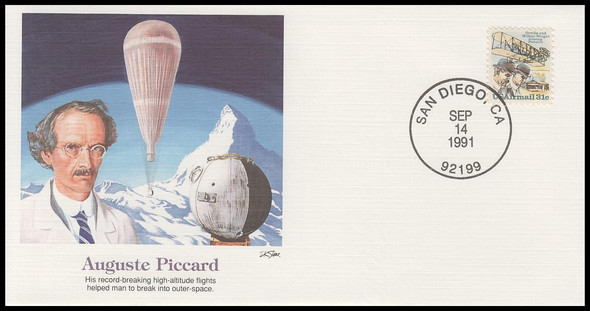Auguste Piccard : Pioneers of Flight Fleetwood 4" by 7½"Commemorative Cover