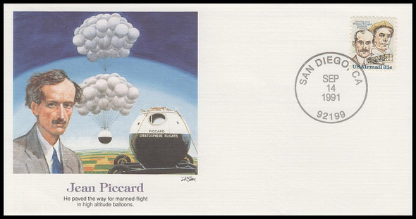 Jean Piccard : Pioneers of Flight Fleetwood 4" by 7½"Commemorative Cover