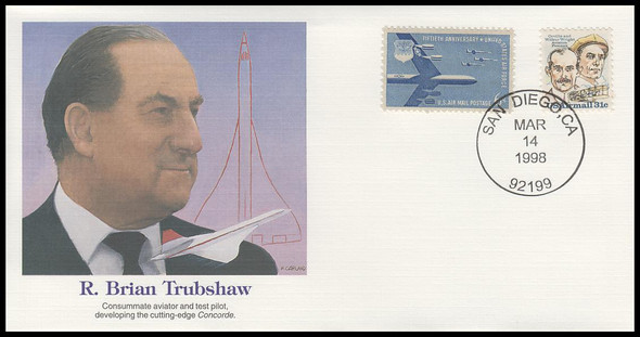 R. Brian Trubshaw : Pioneers of Flight Fleetwood 4" by 7½"Commemorative Cover