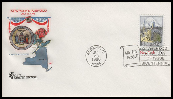 2346 / 25c New York Statehood 1988 Cover Craft Cachets FDC With Insert Card (Limited Edition of Only 350 Made)
