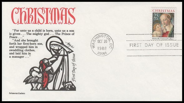 2399 / 25c Madonna and Child : Christmas 1988 Aristocrat Cachets First Day Cover