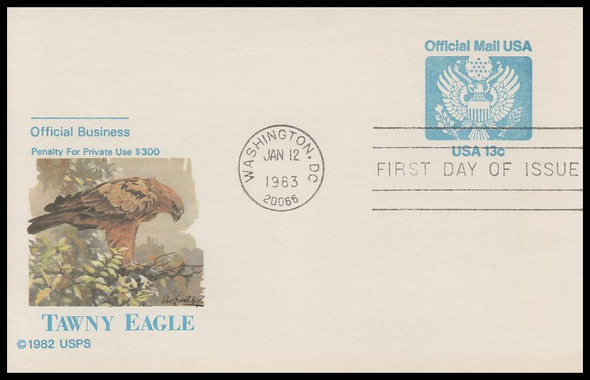 UZ2 / 13c Eagle Official Mail 1982 Fleetwood Postal Card First Day Cover