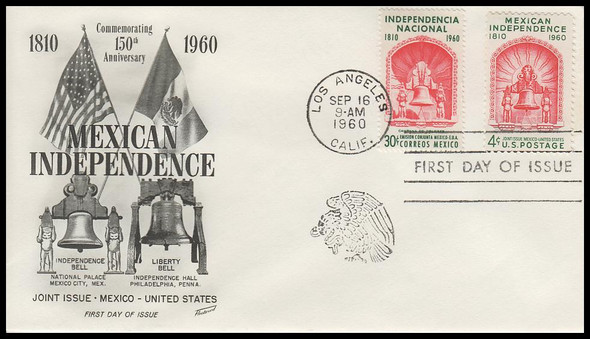 1157 & 910 / 4c Mexican Independence Joint Issue 1960 Fleetwood First Day Cover