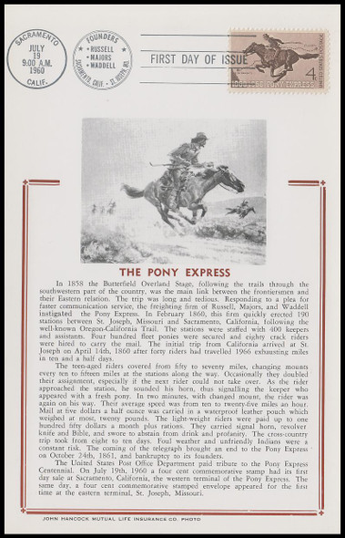 1154 / 4c Pony Express 1960 Hammond Maxicard First Day Of Issue
