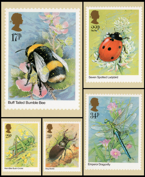 Insects 1985 Set of 5 British PHQ Cards #82