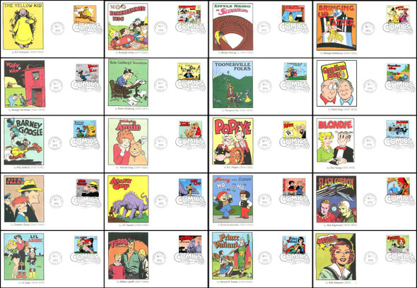 3000a - t / 32c Classic Comic Strips Set of 20 Fleetwood 1995 FDCs