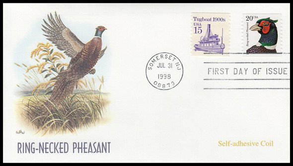 3055 / 20c Ring-Necked Pheasant PSA Coil 1998 Fleetwood FDC