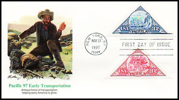 3130 - 3131 / 32c Pacific '97 Triangles Combination 1997 Fleetwood FDC