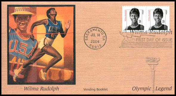 3436v / 23c Wilma Rudolph Vending Booklet Pair Fleetwood 2004 FDC