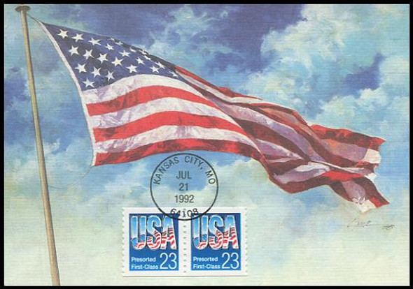 2606 / 23c USA Presorted First-Class Coil Pair 1992 Fleetwood First Day of Issue Maximum Card