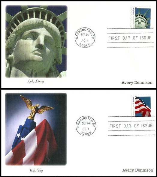 4563 - 4564 / 44c Lady Liberty and Flag AVR Booklet Set of 2 Fleetwood 2011 FDCs