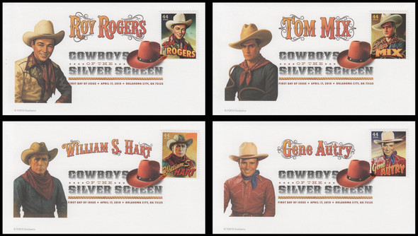 4446 - 4449 / 44c Cowboys of the Silver Screen Set of 4 Digital Color Postmark (DCP) FDCO Exclusive 2010 FDCs