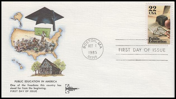 2159 / 22c Public Education Gill Craft 1985 FDC