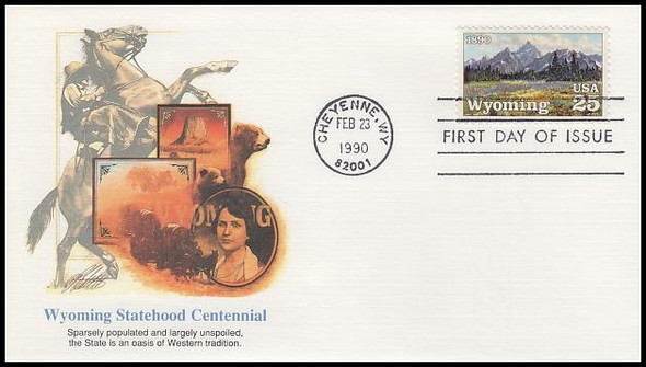 2444 / 25c Wyoming Statehood : Statehood Series 1990 Fleetwood First Day Cover 