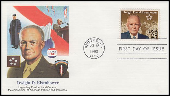 2513 / 25c Dwight David Eisenhower 1990 Fleetwood First Day Cover