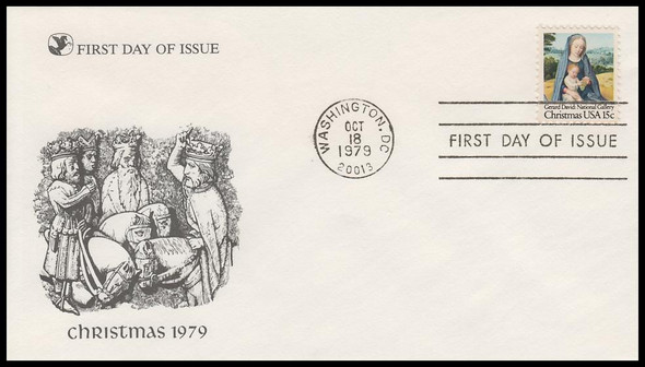 1799 / 15c Virgin and Child with Cherubim, by Gerard David : Christmas 1979 Reader's Digest FDC