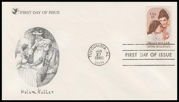 1824 / 15c Helen Keller and Anne Sullivan 1980 Reader's Digest FDC