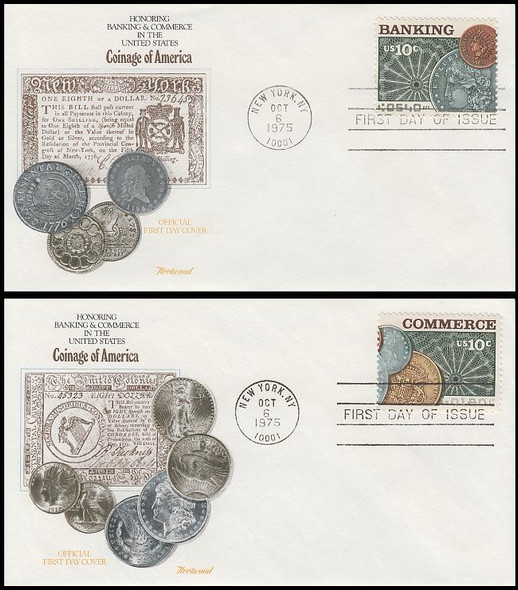 1577 - 1578 / 10c Banking and Commerce Set of 2 Fleetwood 1988 FDCs