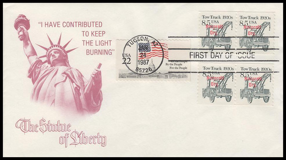 2129a / 8.5c 1920s Tow Truck Pre-Cancel Coil Pairs 1987 Artcraft Severe #3C FDC