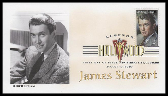 4197 / 41c James ( Jimmy ) Stewart : Legends of Hollywood Digital Color Postmark 2007 FDCO Exclusive FDC