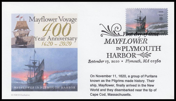 5524 / 55c Mayflower in Plymouth Harbor 2020 FDCO Exclusive First Day Cover