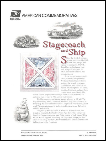 3130 - 3131 / 32c Pacific '97 Triangles Block of 4 USPS 1997 American Commemorative Panel #508