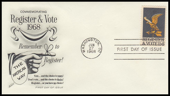 1344 / 6c Register and Vote Fleetwood 1968 First Day Cover