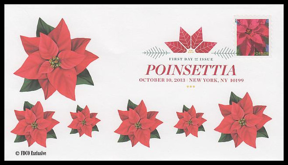 4821 / 46c Poinsettia  Holiday Celebrations Digital Color Postmark 2013 FDCO Exclusive FDC