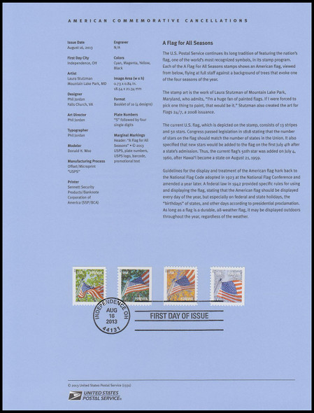 4782a - 4885a / 46c Flags For All Seasons : SSP 2013 USPS Souvenir Page #1331
