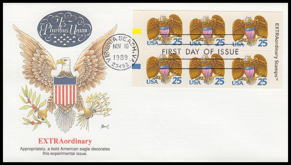 2431a / 25c Eagle and Shield 1/3 Booklet 1988 Fleetwood First Day Cover