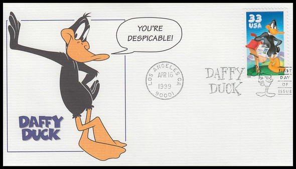 3306a / 33c Daffy Duck : Looney Tunes 1999 Mystic FDC