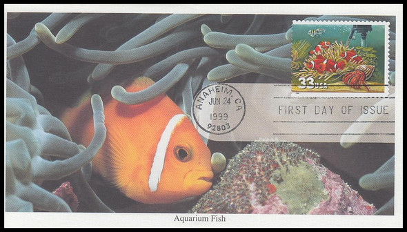 3320 / 33c Clown Fish and Heater : Aquarium Fish 1999 Mystic FDC