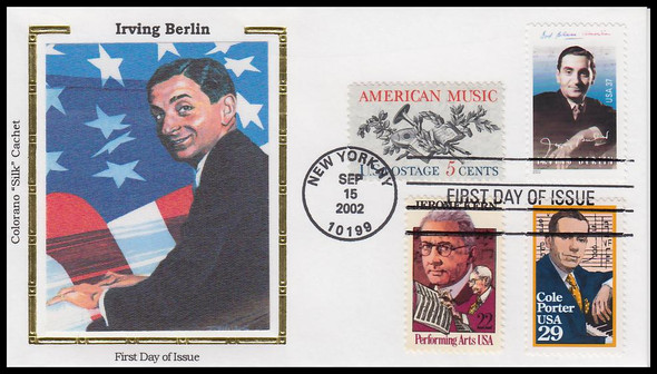 3669 / 37c Irving Berlin : Songwriter Combo 2002 Colorano Silk First Day Cover