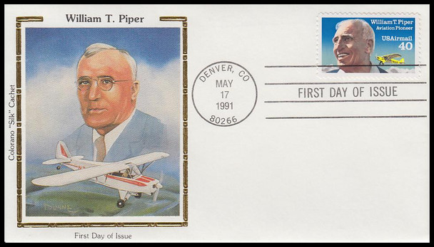 C132 / 40c William T. Piper : Airmail 1991 Colorano Silk FDC