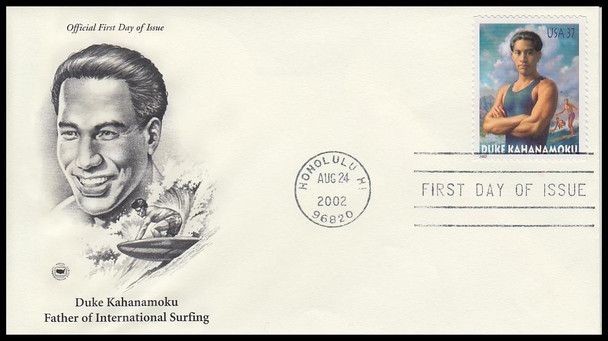 3660 / 37c Duke Kahanamoku : Surfer 2002 PCS First Day Cover