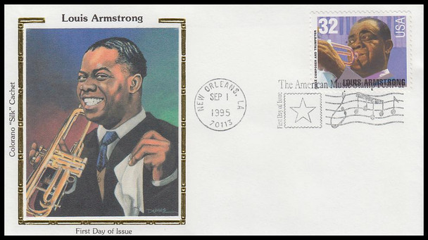 2982 / 32c Louis Armstrong : Jazz Musician 1995 Colorano Silk FDC